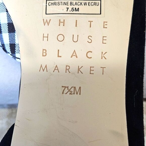 White House Black Market Christine Check Suede Silver Heel Classic Slip On Flats - Picture 8 of 11